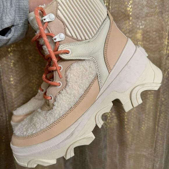 Sorel Brex Cozy Lace Up Boots White Cream Pink Size 7 Winter Boot NEW with Tags - Picture 4 of 11
